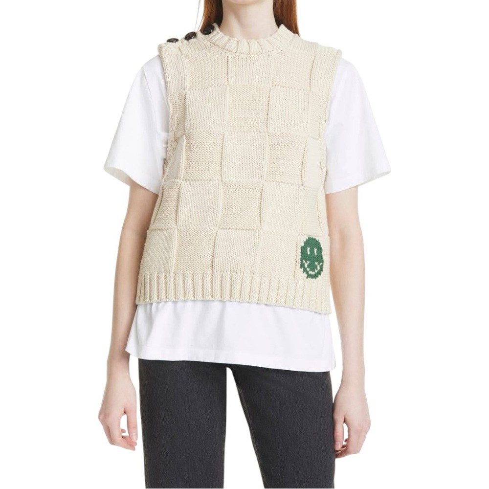 Ganni Knit Vest Cream Large